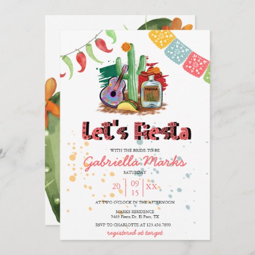 Fiesta  Watercolor Bridal Shower Invitation