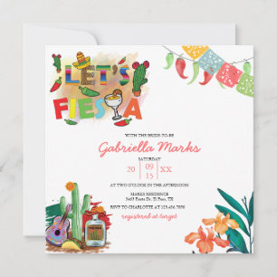 Fiesta   Watercolor Bridal Shower Invitation
