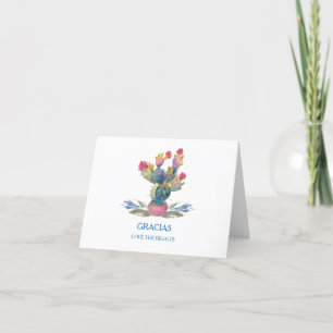 Fiesta Watercolor Cactus Bridal Shower Thank You Card
