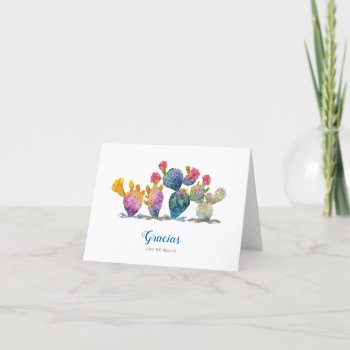 Fiesta Watercolor Cactus Bridal Shower Thank You Card by VGInvites at Zazzle