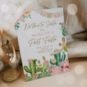 Fiesta Watercolor Cactus Mexican 1st Birthday Invitation
