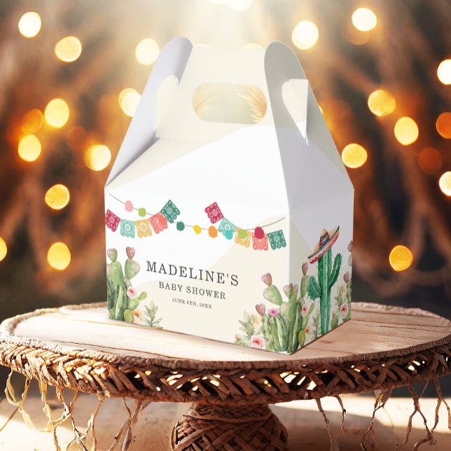 Fiesta Watercolor Cactus Mexican Baby Shower Favor Boxes (Creator Uploaded)