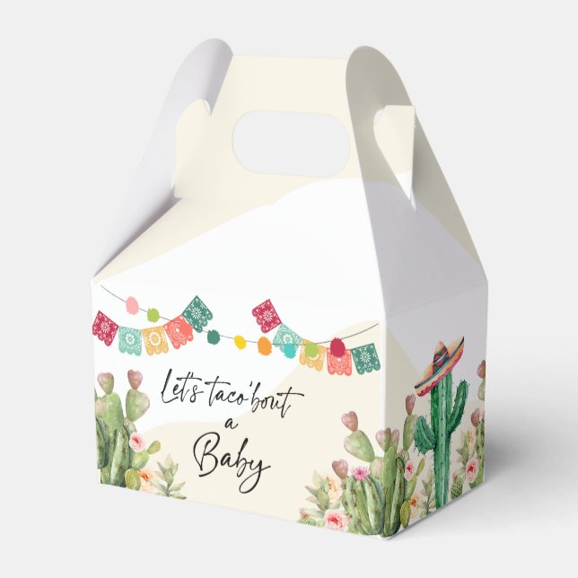 Fiesta Watercolor Cactus Mexican Party Succulent Favor Boxes (Front Side)