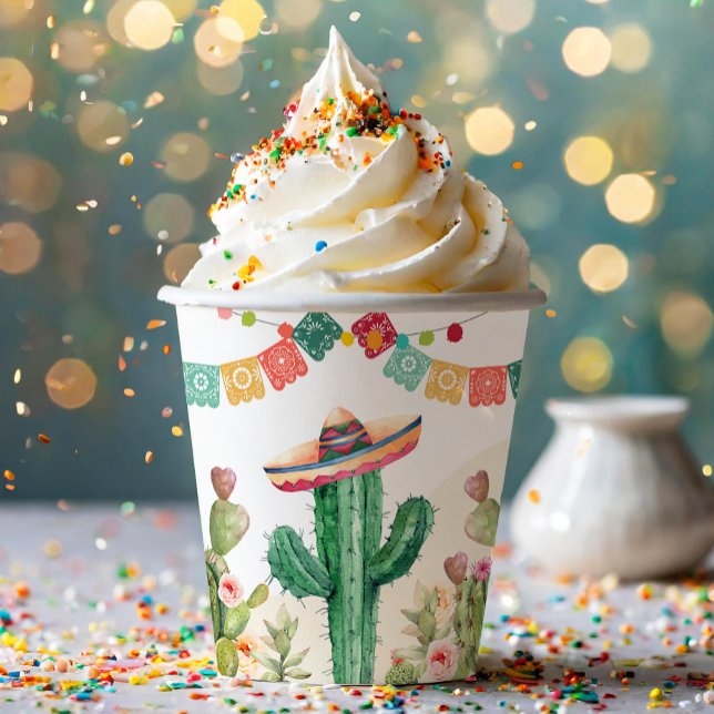 Fiesta Watercolor Cactus Mexican Party Succulent Paper Cups (Creator Uploaded)
