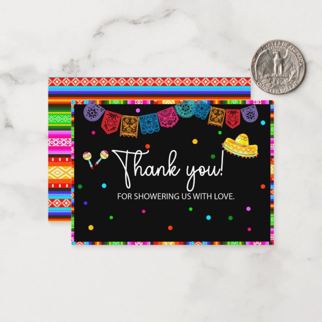 Fiesta  watercolor thank you baby shower note card (Front/Back In Situ)