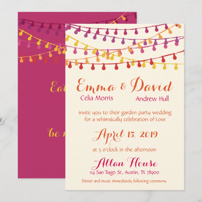 Fiesta Wedding Invitation Colorful Mexican Party (Front/Back)