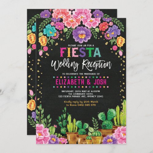 Fiesta Wedding Reception Mexican Floral Party Invitation