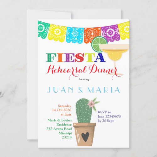 Fiesta Wedding Rehearsal Dinner Invitation