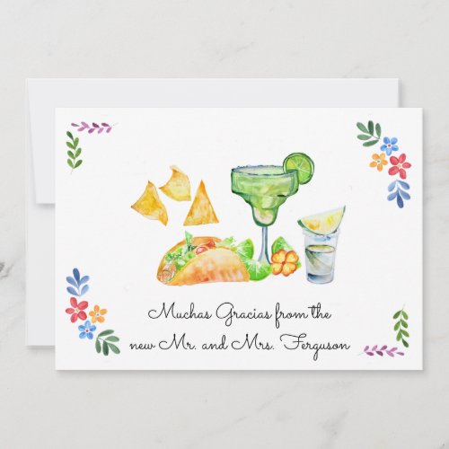 Fiesta Wedding  Tacos and Tequila Thank You Card