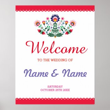 Fiesta Welcome Poster Wedding Mexican Poster by WOWWOWMEOW at Zazzle
