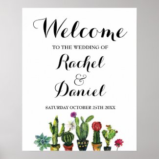 Fiesta Welcome Poster Wedding Mexico Cactus Poster