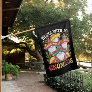 Fiesta With My Gnomigos Gnome Cinco De Mayo House Flag