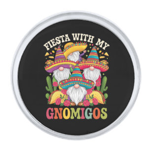 Fiesta With My Gnomigos Gnome Cinco De Mayo Silver Finish Lapel Pin