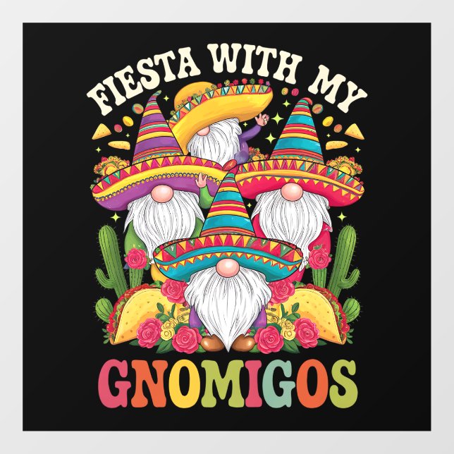 Fiesta With My Gnomigos Gnome Cinco De Mayo Window Cling (Sheet)