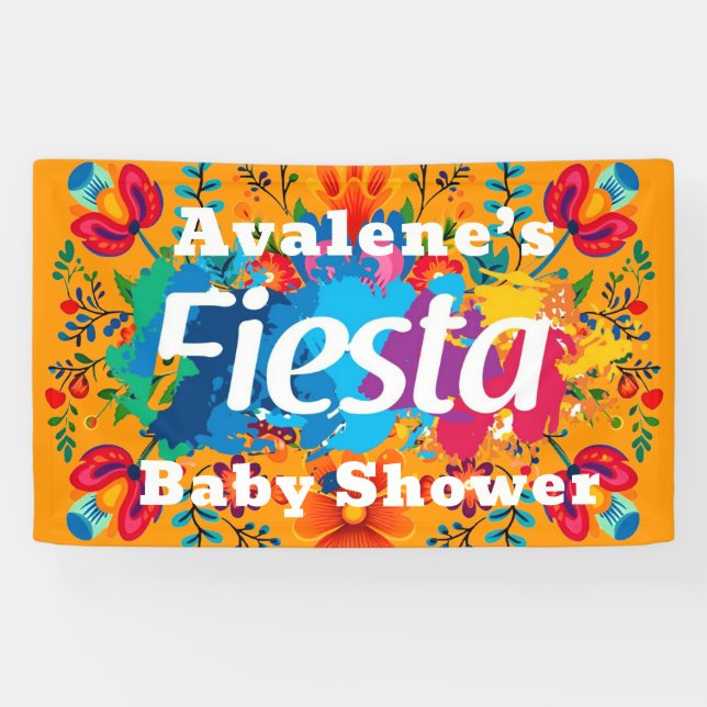 Fiesta Yellow Colorful Floral Neutral Baby Shower Banner (Horizontal)