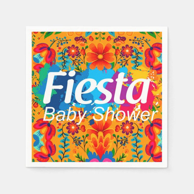Fiesta Yellow Colorful Floral Neutral Baby Shower Napkins (Front)