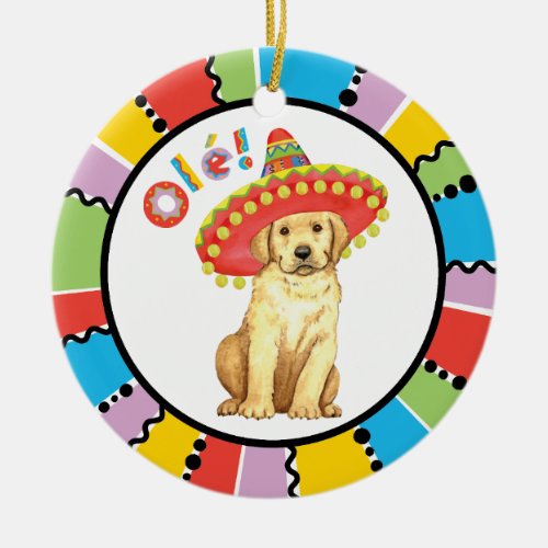 Fiesta Yellow Lab Ceramic Ornament