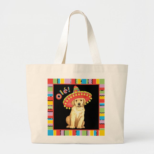 Fiesta Yellow Lab Large Tote Bag (Front)