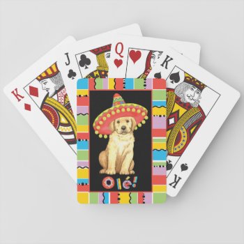 Fiesta Yellow Lab Playing Cards by DogsInk at Zazzle