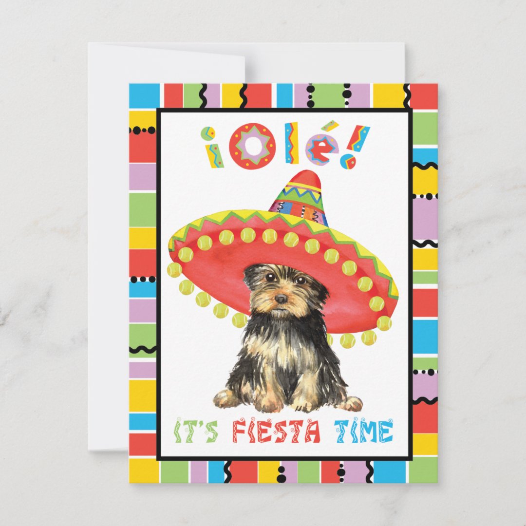 Fiesta Yorkie Invitation | Zazzle