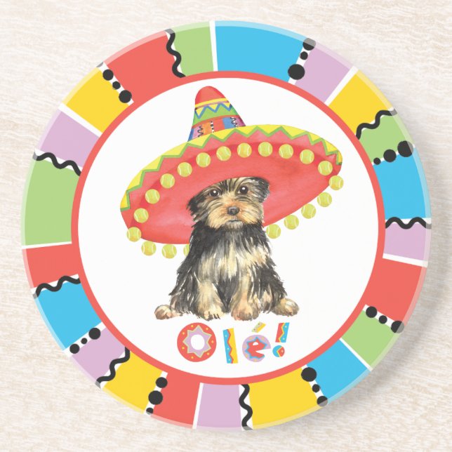 Fiesta Yorkie Sandstone Coaster (Front)