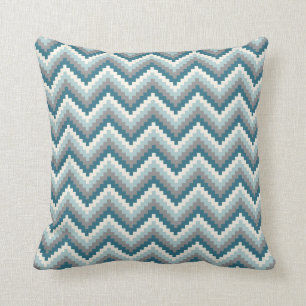 Fiesta Zigzag Chevron Pattern Blue Grey Throw Pillow