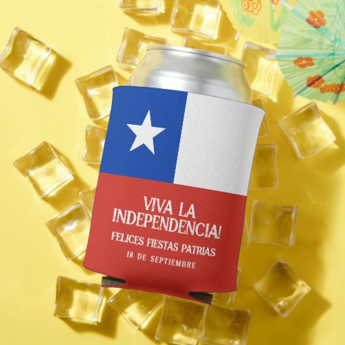 Fiestas Patrias Independence Day Chile Flag Can Cooler