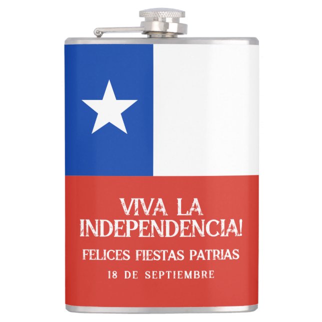 Fiestas Patrias Independence Day Chile Flag Flask (Front)