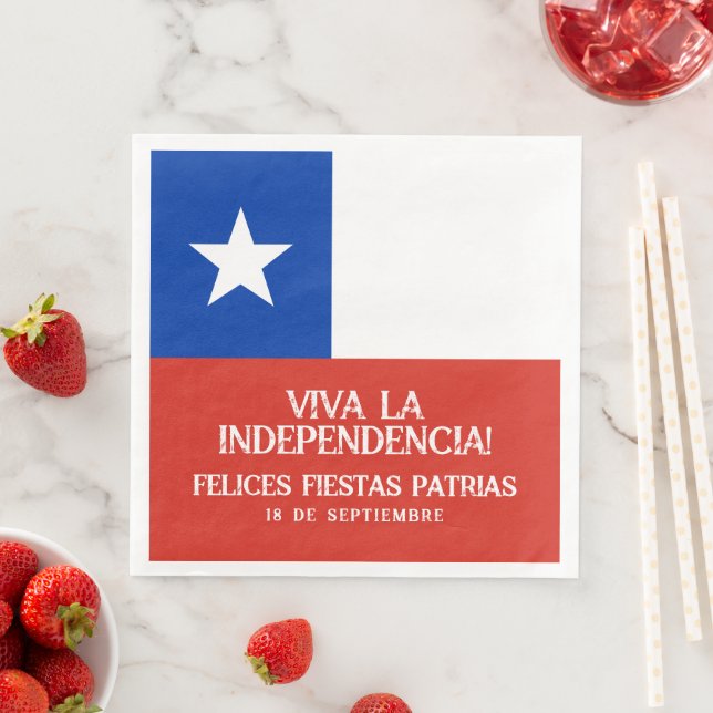 Fiestas Patrias Independence Day Chile Flag Paper Dinner Napkins (Insitu)