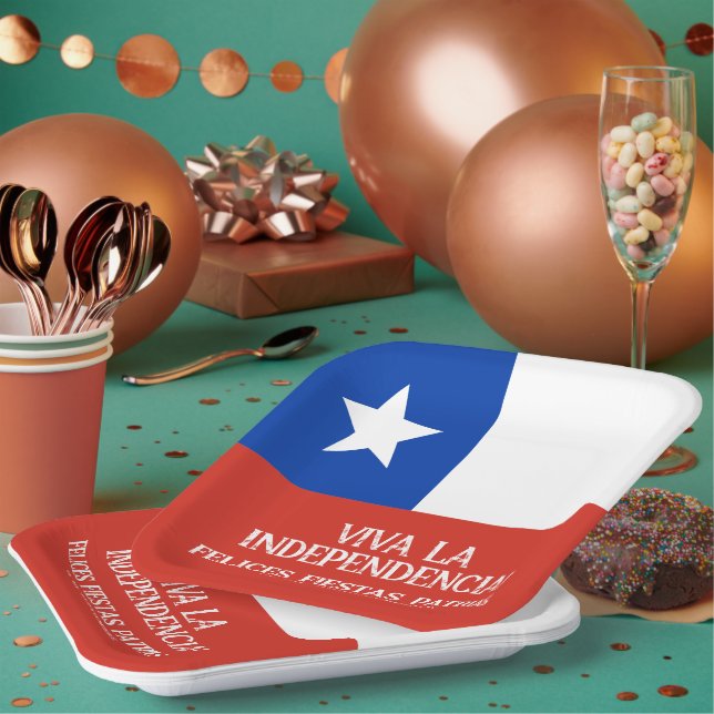 Fiestas Patrias Independence Day Chile Flag Paper Plates (Multi)