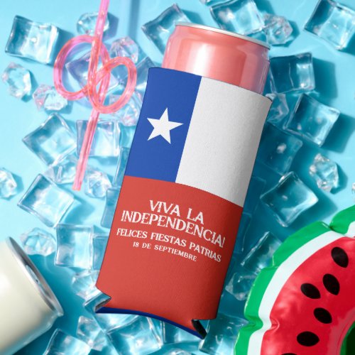 Fiestas Patrias Independence Day Chile Flag Seltzer Can Cooler