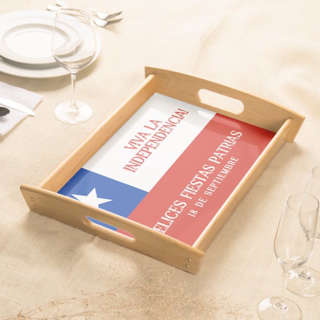 Fiestas Patrias Independence Day Chile Flag Serving Tray (Front)