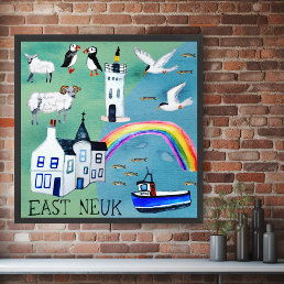 Fife Coastal Path EAST NEUK Illustrated Map Poster