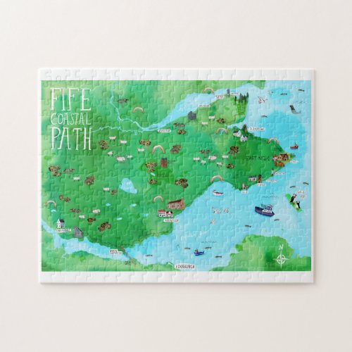 Fife Coastal Path Scotland Illustrated Map Art Jigsaw Puzzle