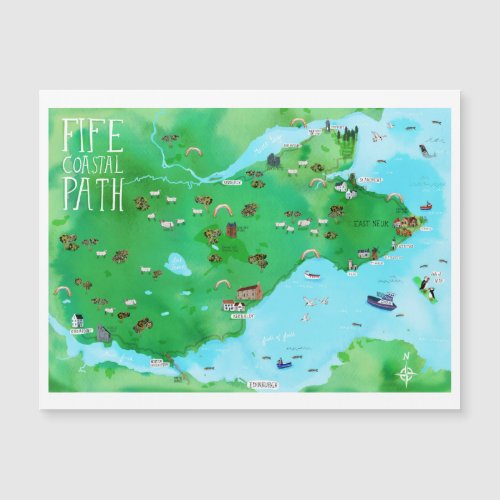 Fife Coastal Path Scotland Illustrated Map Magnet