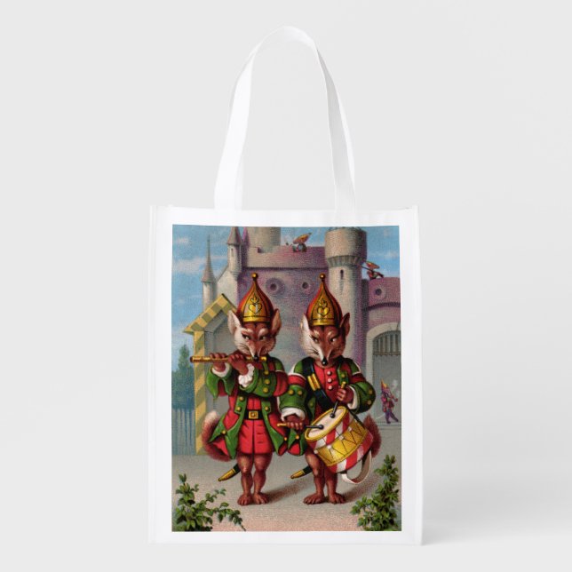 Fife & Drum Foxes Grocery Bag (Front)