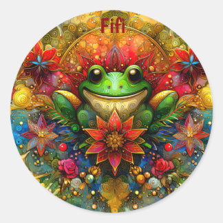 FIFI ~ SHINY Christmas FROG ~ Classic Round Sticker