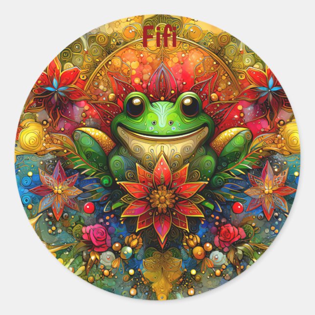 FIFI ~ SHINY Christmas FROG ~  Classic Round Sticker (Front)