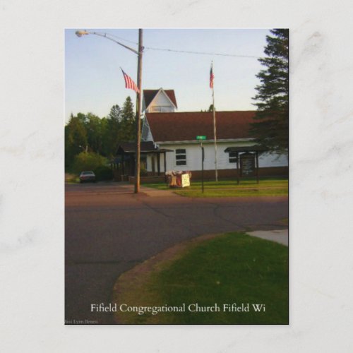 Fifield Congregational Church Fifield WI Postcard