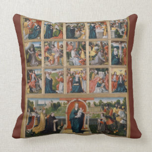 Fifteen Mysteries Holy Rosary Virgin Mary Jesus Throw Pillow
