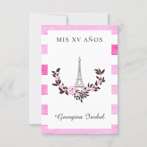 Fifteen Years Old Floral Design Paris Pink Ray Thank You Card