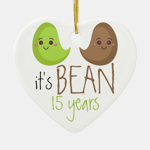 Fifteenth anniversary 15th year funny married bean ceramic ornament