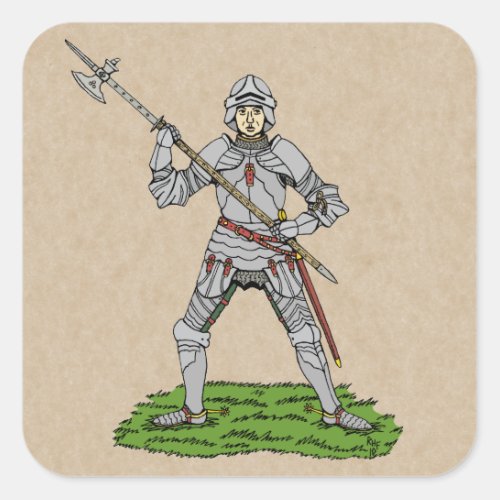 Fifteenth Century English Knight Square Sticker