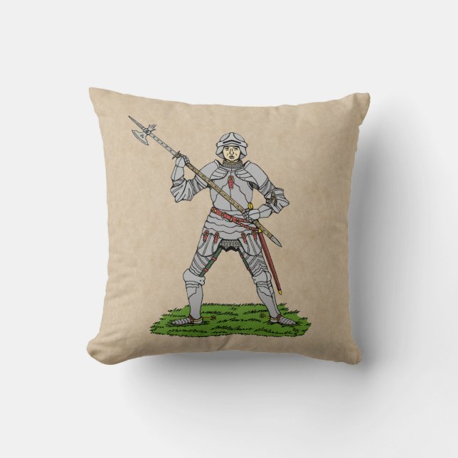 Fifteenth Century English Knight Throw Pillow (Front)