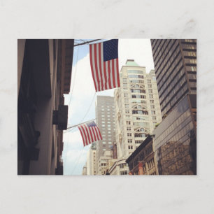 Fifth 5th Avenue American Flags NYC New York City Postcard