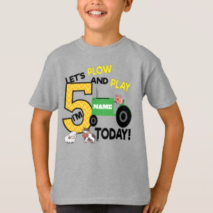 Fifth 5th birthday tractor - farm themed party T-Shirt