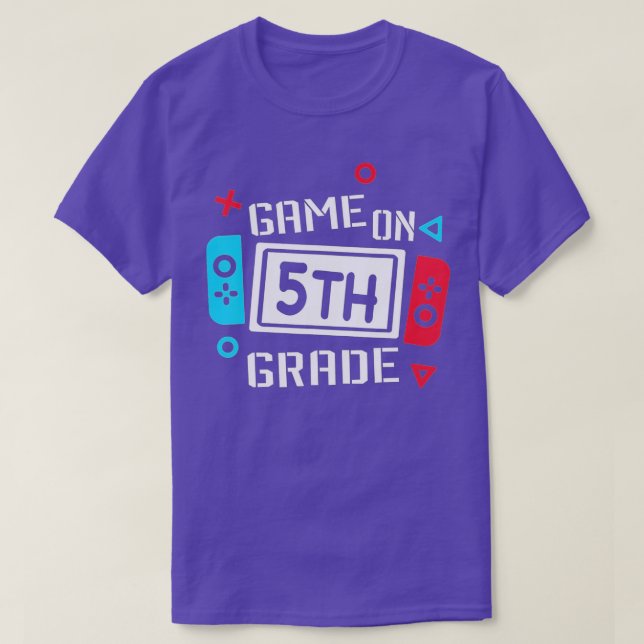 Fifth 5th Grade Level Unlocked Video  Back To Scho T-Shirt (Design Front)