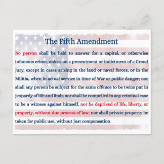 Fifth Amendment Postcard