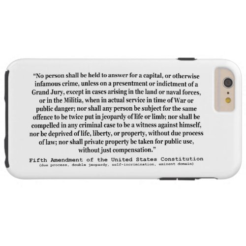 Fifth Amendment to the United States Constitution Tough iPhone 6 Plus Case