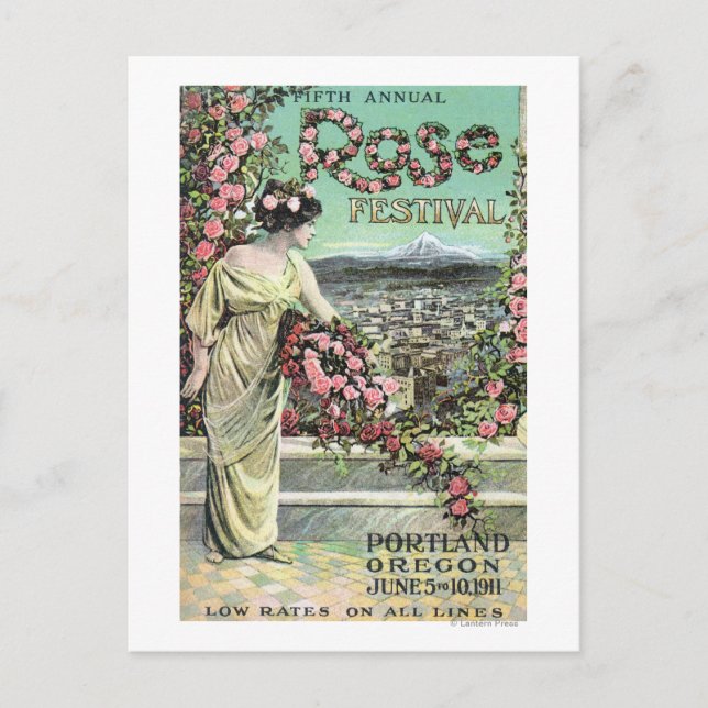 Fifth Annual Rose Festival Advertisement Postcard (Front)